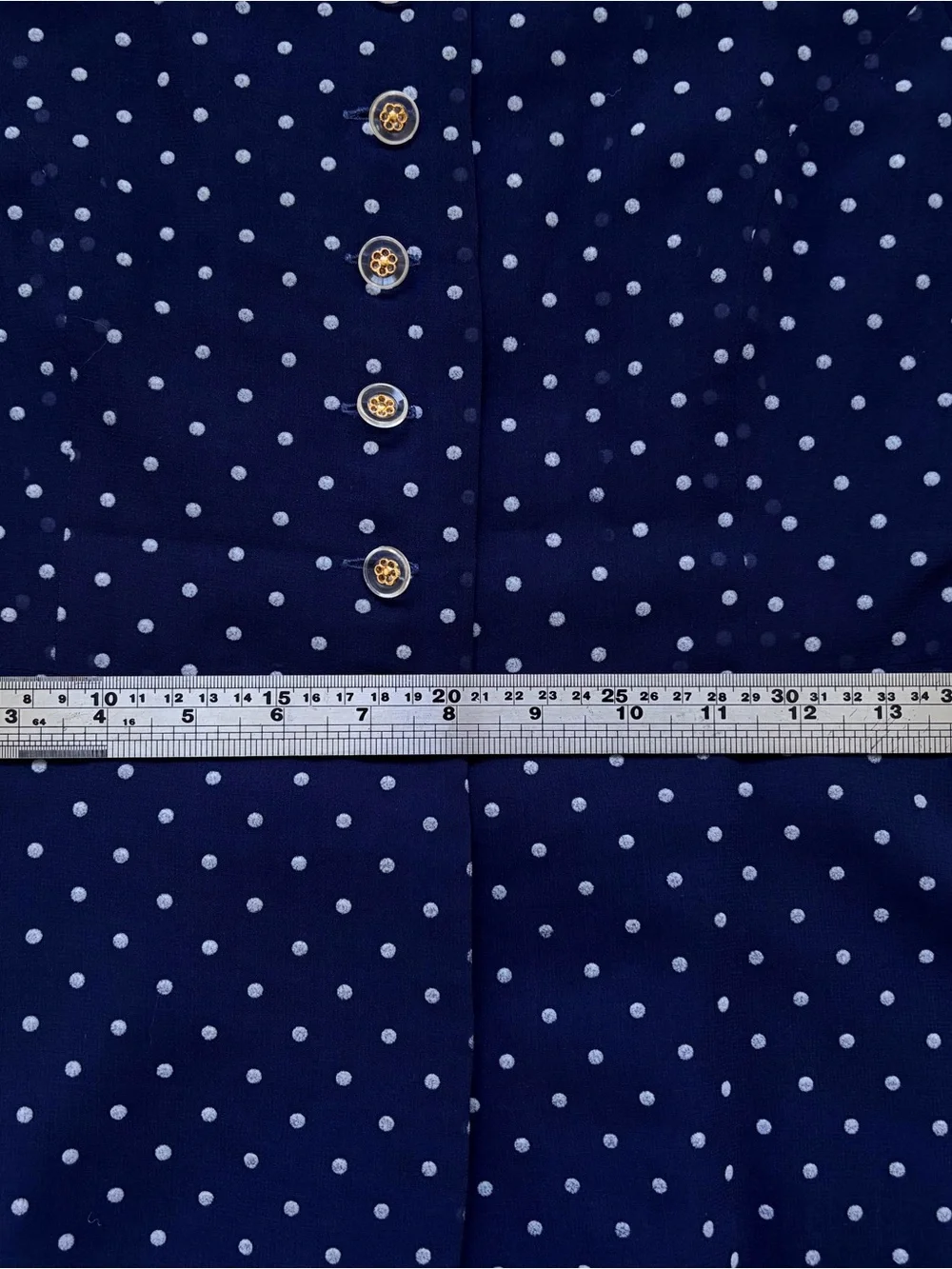 70’s Navy Polka Dot Sheer Peplum Skirt Suit Small Made in Japan
